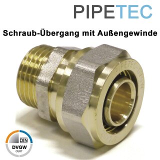 PIPETEC Schraubfitting-Übergang mit Außengewinde 20 x 2 - 3/4"