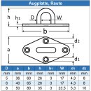Augplatte Raute 50 x 80 mm - Edelstahl A2 - gestanzt und geschweisst