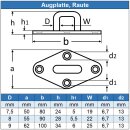 Augplatte Raute - Edelstahl A4 - Feinguss poliert