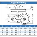 Augplatte Raute mit Ring - Edelstahl A2 - gestanzt und...