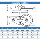 Augplatte Raute mit Ring - Edelstahl A2 - gestanzt und geschweisst