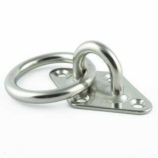 Augplatte Raute mit Ring 50 x 80 mm - Edelstahl A2 - gestanzt und geschweisst