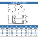 Augplatte rechteckig 40 x 50 mm - Edelstahl A2 - gestanzt und geschweisst
