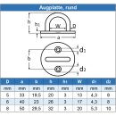 Augplatte rund Ø 33 mm - Edelstahl A2 - gestanzt und geschweisst