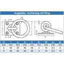 Augplatte rechteckig mit Wirbel und Ring - Edelstahl A2 - gestanzt und geschweisst