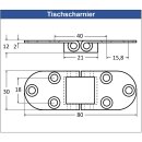 Tischscharnier 80 x 30 x 2 mm, Edelstahl A2