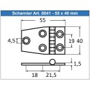 T&uuml;rscharnier 55 x 40 x 1,5 mm, Edelstahl A2