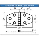 Edelstahlscharnier 70 x 40 x 1,5 mm, Edelstahl A2