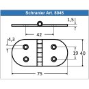 Edelstahlscharnier 75 x 40 x 1,5 mm, Edelstahl A2