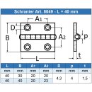 Scharnier 40 x 40 x 1,5 mm, Edelstahl A2