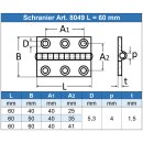Scharnier 80 x 50 x 1,5 mm, Edelstahl A2