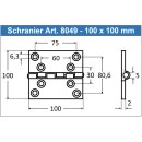 Scharnier 100 x 100 x 1,5 mm, Edelstahl A2