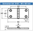 Scharnier 95 x 60 x 2 mm, Edelstahl A2