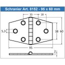 Scharnier 60 x 95 x 1,5 mm, Edelstahl A2