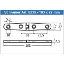 Scharnier 103 x 27 x 4,5 mm Feinguss poliert, Edestahl AISI 316 / A4