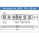 Scharnier 152 x 30 x 4,5 mm Feinguss poliert, Edestahl AISI 316 / A4