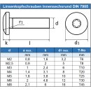 Linsenschrauben M2,5 X 14 mit Innensechsrund "TX" - T8 DIN 7985 Edelstahl A2