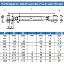 Wantenspanner M6 Gabel/Gabel geschweißt, geschlossen, Edelstahl A4