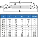 Spannschloss M4 Auge/Haken ähnlich DIN 1480