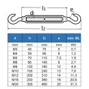 Spannschloss M6 Haken/Haken ähnlich DIN 1480