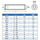 Gewindestifte M5 X 20 mit Innensechskant u. Ringschneide DIN 916 Edelstahl A2