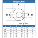 Ringmuttern M20 gegossen u. poliert ähnl. DIN 582 Edelstahl A2