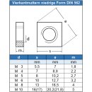 Vierkantmuttern, niedrige Form DIN 562 A2 M 8