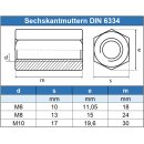 Sechskantmuttern 3 d hoch DIN 6334 A2 technische Zeichnung