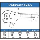 Pelikanhaken Edelstahl A4 technische Zeichnung