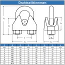 Drahtseilklemme hohe Form ähnlich DIN 741 Edelstahl A4 technische Zeichnung