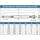 Wantenspanner Gabel-Drahtseil geschweißt...