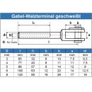Gabel-Walzterminal geschweißt Edelstahl A4 technische Zeichnung