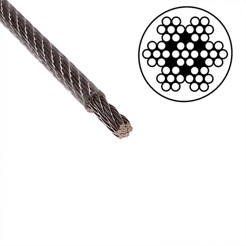 Drahtseil 7x7 D= 4 mm mittelweich 20 Meter Edelstahl transparent Edelstahl A4 Stahlseil PVC ummantelt