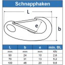 Schnapphaken L=50, Edelstahl A4