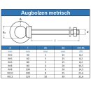 Augbolzen mit metrischem Gewinde M6 X 80, Edelstahl A4
