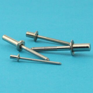 Dichtblindnieten mit Flachkopf, gerillter Nietdorn ISO 16585 A2/SSt 4,8X10