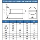 Flachkopfschrauben M3 X 4 mit Schlitz DIN 85 Edelstahl A2