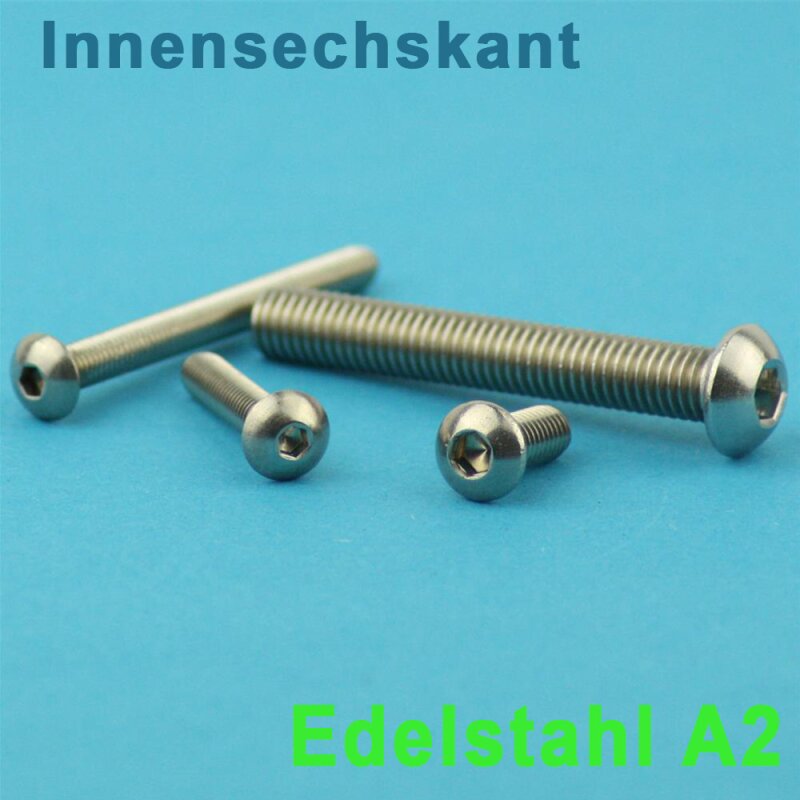 Linsenkopfschrauben M6 X 35 ISO 7380 mit Innensechsrund 20 St/ück - V2A Linsenschrauben Rundkopfschrauben Halbrundkopfschrauben ISR Edelstahl A2