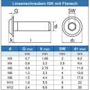 Linsenkopfschrauben mit Flansch ISO 7380 Innensechskant Vollgewinde Edelstahl A2 technische Zeichnung