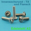 Linsenkopfschrauben mit Flansch ISO 7380 TORX Vollgewinde Edelstahl A2