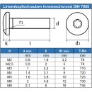 Linsenschrauben M6 X 16 mit Innensechsrund "TX" - T30 DIN 7985 Edelstahl A2