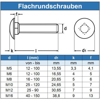 Schlossschrauben M5 X 20/20 DIN 603 Edelstahl A2