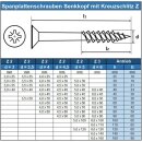 Spanplattenschrauben 4 X 50/30 Kreuzschlitz POZI "Z" (Teilgewinde), Senkkopf, Edelstahl A2