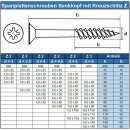 Spanplattenschrauben 5 X 60/36 Kreuzschlitz POZI "Z" (Teilgewinde), Senkkopf, Edelstahl A2