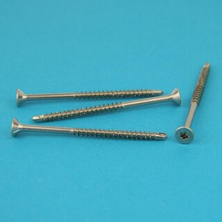 Spanplattenschrauben 4,5 X 40/24 TORX T-20 mit Bohrspitze (Teilgewinde), Senkkopf u. Innensechsrund, Edelstahl A2