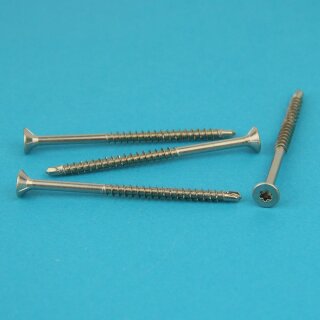 Spanplattenschrauben 6 X 100/60 TORX T-25 mit Bohrspitze (Teilgewinde), Senkkopf u. Innensechsrund, Edelstahl A2
