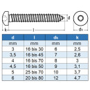 Rundkopf-Spanplattenschrauben mit verstärktem Kopf 4,0 X 20 TX20 Edelstahl A2