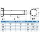 Sechskantschrauben M10 X 120 mit Schaft DIN 931 Edelstahl A2