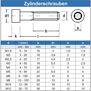 Zylinderschrauben M10 mit Innensechskant DIN 912 Edelstahl A2